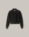 Chamarra Bomber Efecto Piel,NEGRO